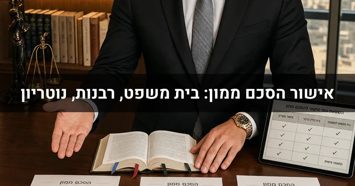 אישור הסכם ממון: בית משפט, רבנות, נוטריון - מה ההבדל